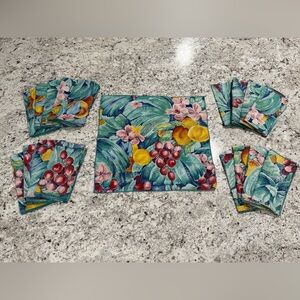 18 Vintage Lot Bulk Bundle Cloth Napkins Floral Fruit 1980 1990 Square Rectangle